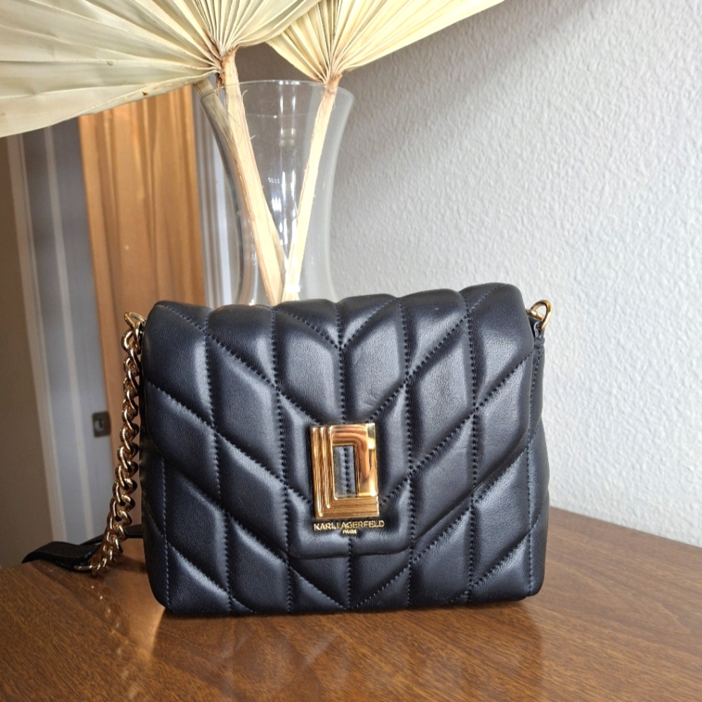 Karl Lagerfeld Black Quilted Crossbody Bag